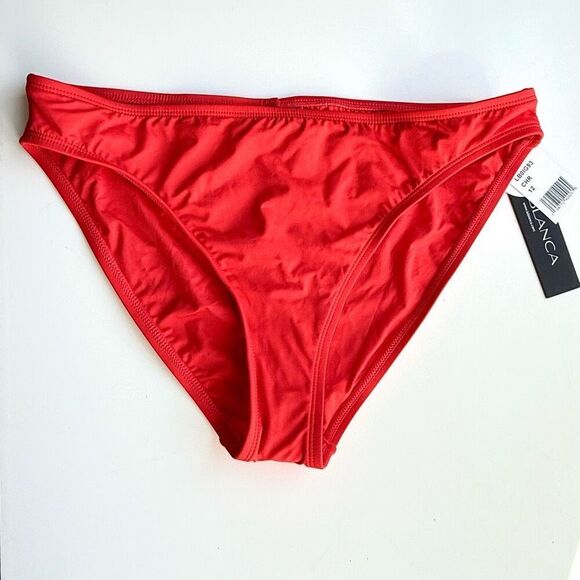 NWT La Blanca red bikini bottoms, classic style Size 12 - Picture 2 of 5